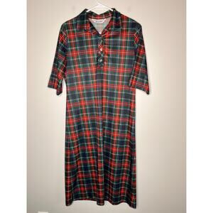 1970s Lady Blair Christmas Party Tartan Plaid Classic Mod Collared Shirt Dress M